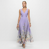 Denisa - Chiffon Floral și Decolteu în V