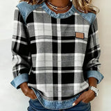 Erica – Hanorac din flanel pentru femei cu detalii din denim