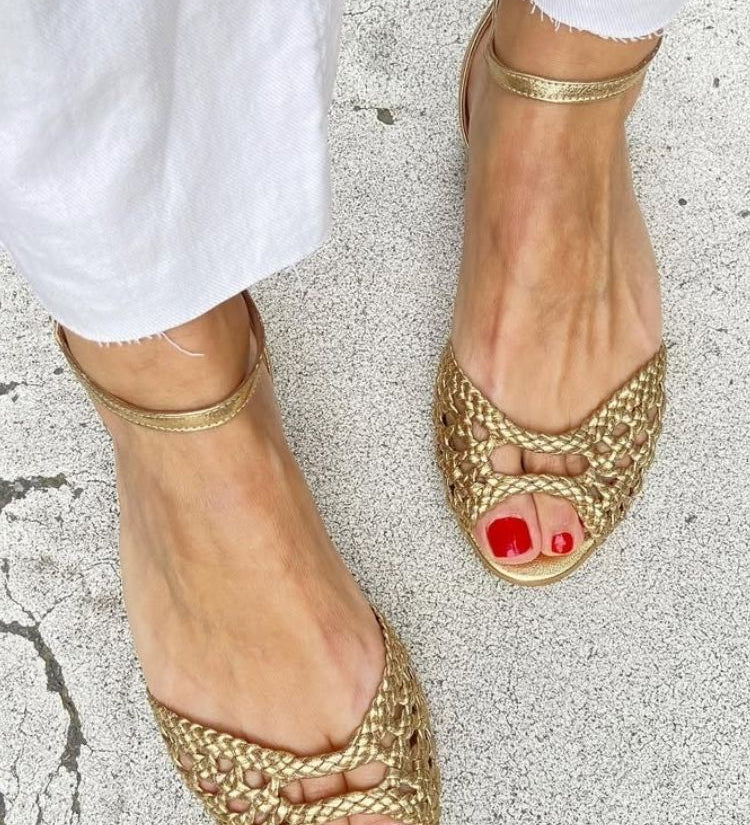 Isadora™ | Sandale Împletite Aurii