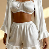 Pijamale satin 3 piese Angie