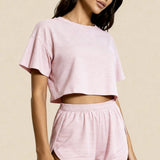 Set scurt cu fante și crop top Carmen Rose