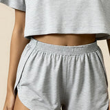 Set scurt cu fante și crop top Carmen Gri