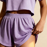 Set scurt cu fante și crop top Carmen Violet