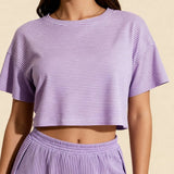 Set scurt cu fante și crop top Carmen Violet