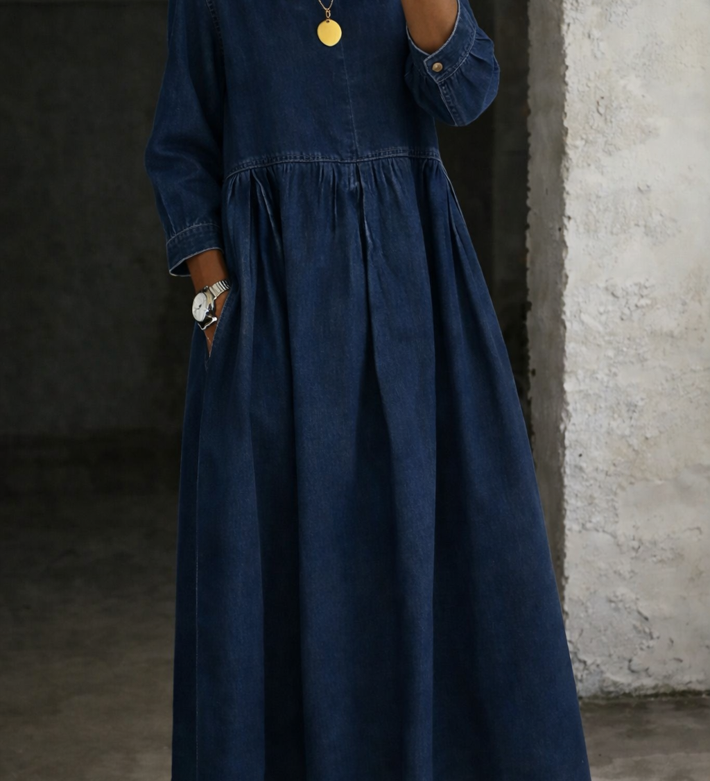 Clara™ | Rochie din denim cu guler Peter Pan