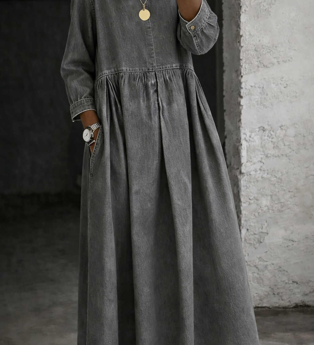 Clara™ | Rochie din denim cu guler Peter Pan