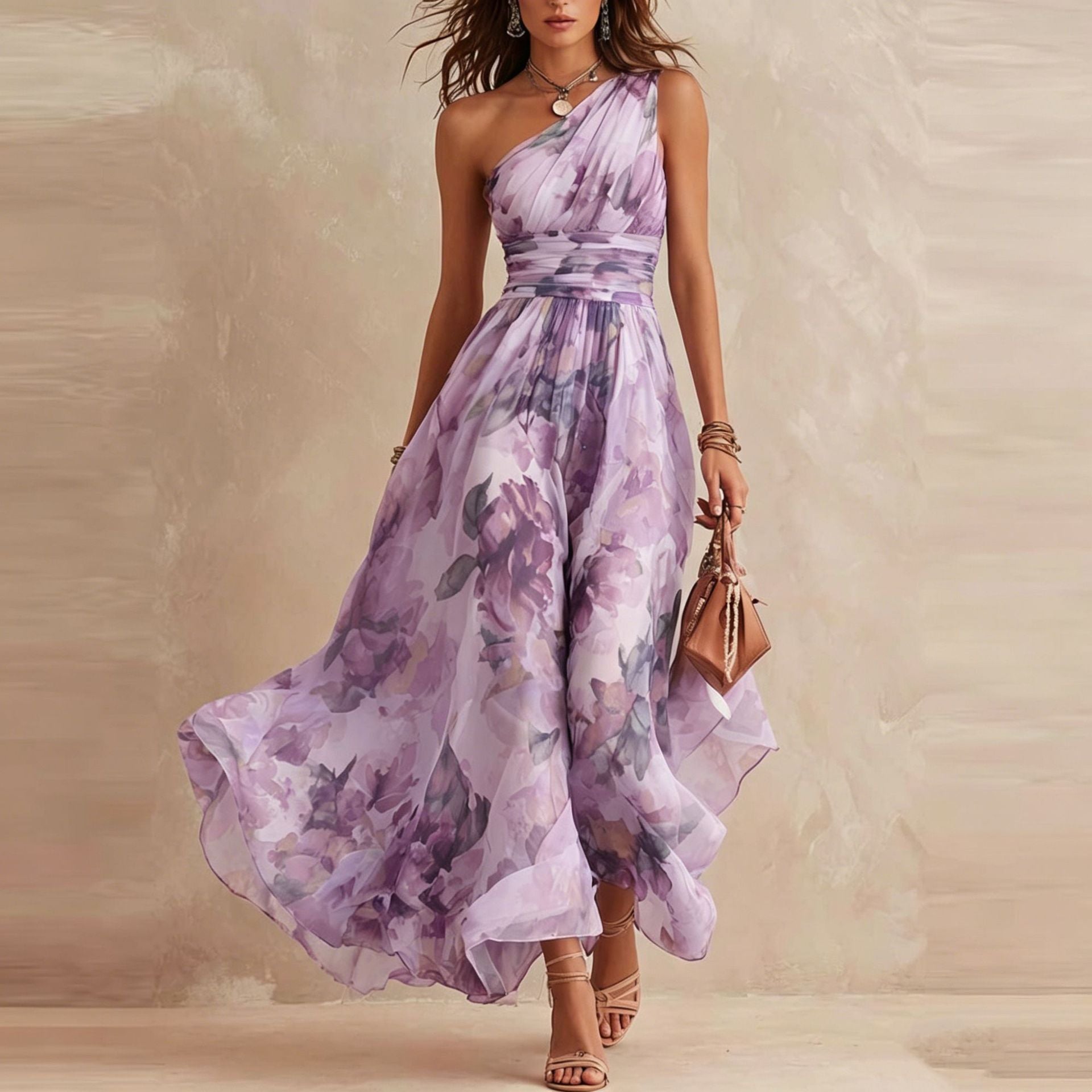 Aurora | Rochie florală asimetrică