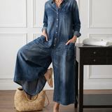 Diana™ | Salopetă vintage din denim cu nasturi
