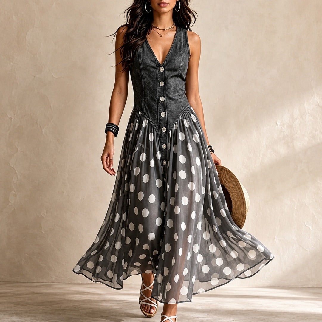 Bianca | Rochie Midi din Chiffon cu Puncte