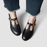 Amélie | Pantofi mary jane cu motive brogue și toc mic