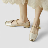 Camille | Pantofi mary jane din satin cu toc decorativ