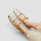 Camille | Pantofi mary jane din satin cu toc decorativ