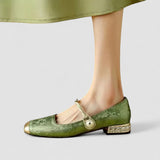 Camille | Pantofi mary jane din satin cu toc decorativ