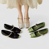 Camille | Pantofi mary jane din satin cu toc decorativ