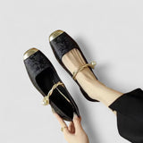 Camille | Pantofi mary jane din satin cu toc decorativ