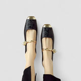 Camille | Pantofi mary jane din satin cu toc decorativ
