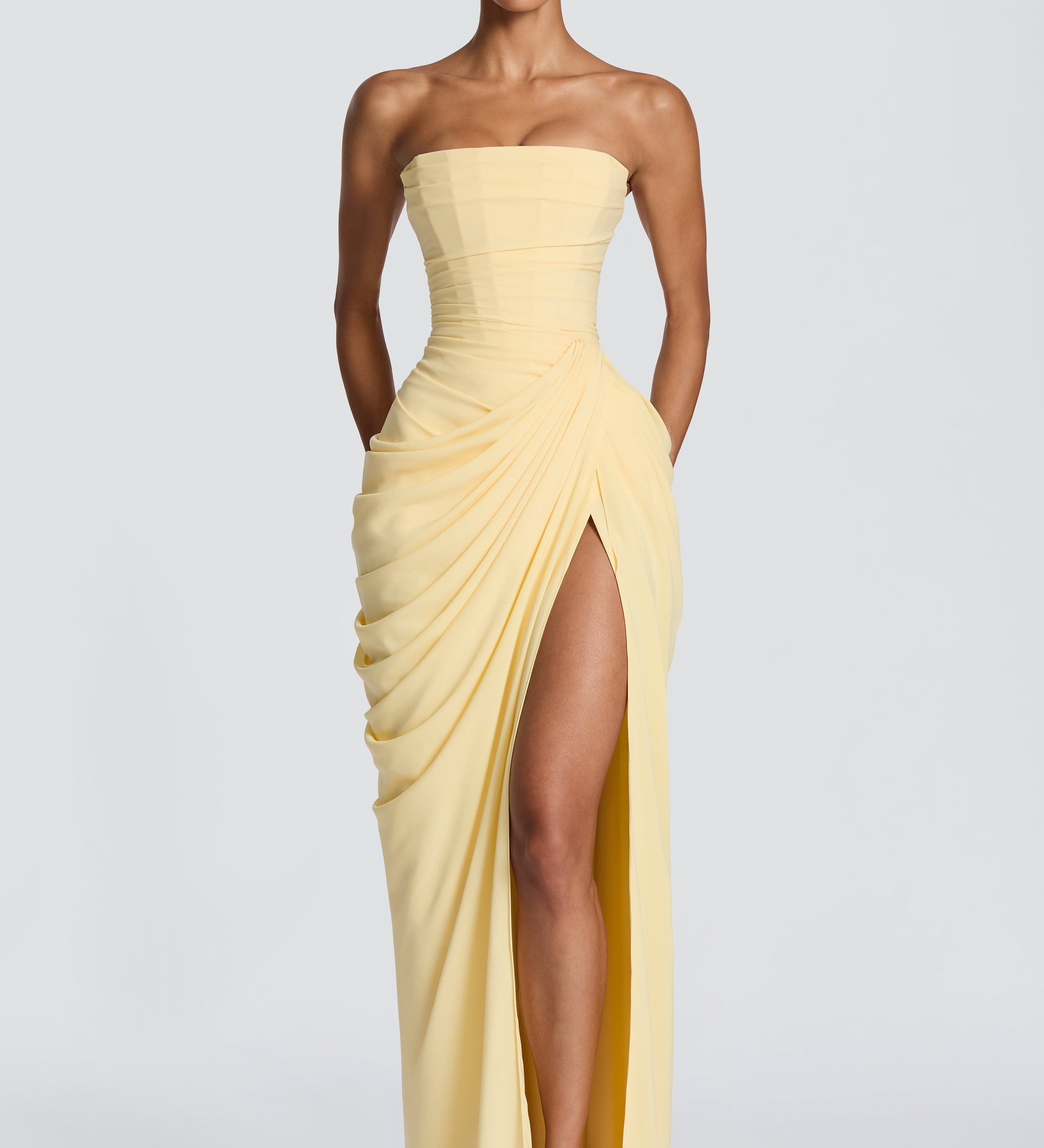 Mircea – Rochie Maxi de Gală cu Corset și Drapaj Rafinat