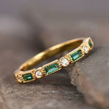 Inel Vintage Auriu cu Zirconiu Verde