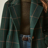 Florencia | Palton cu Aspect Tweed în Carouri și Rever Retro