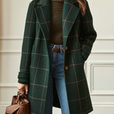 Florencia | Palton cu Aspect Tweed în Carouri și Rever Retro
