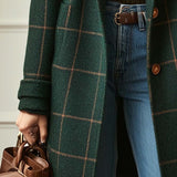 Florencia | Palton cu Aspect Tweed în Carouri și Rever Retro