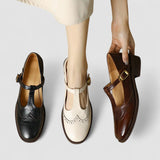 Margot | Pantofi cu bandă T și model brogue
