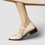 Margot | Pantofi cu bandă T și model brogue