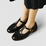 Margot | Pantofi cu bandă T și model brogue