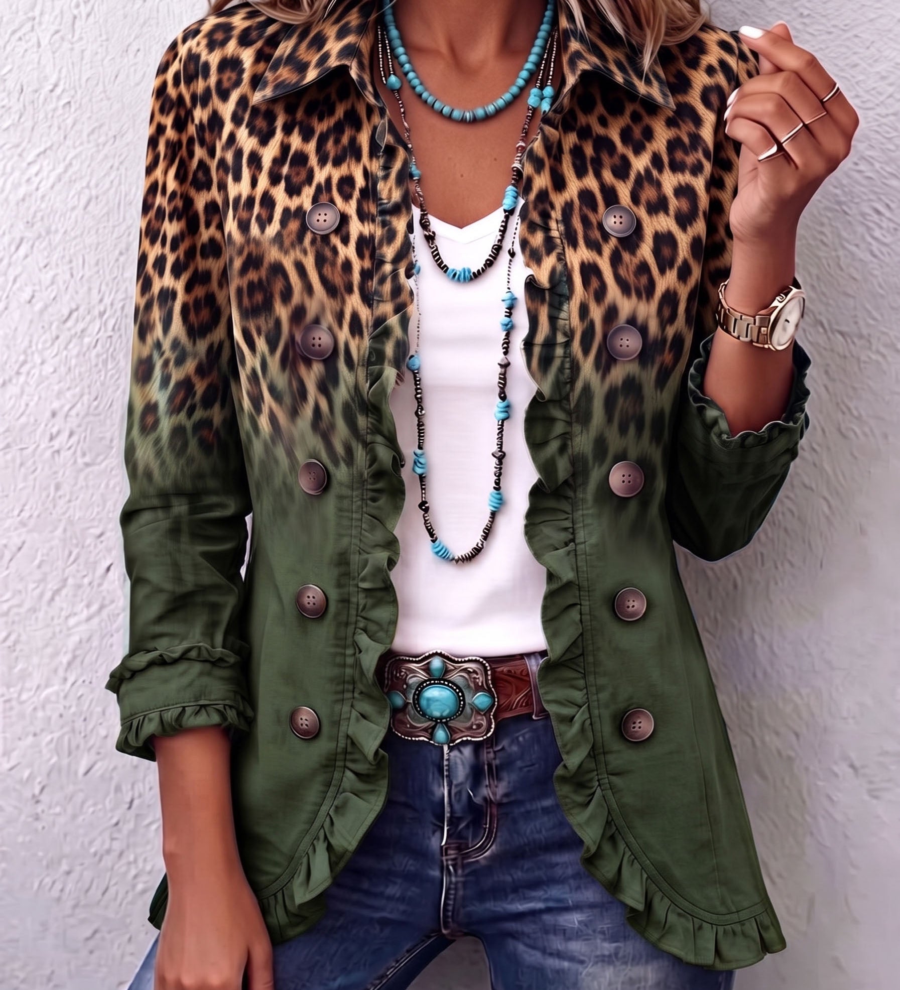Dominique | Blazer cu volane Ombre Leu