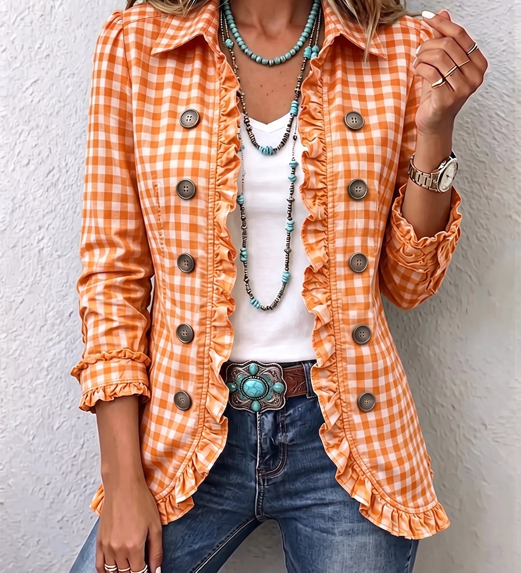 Claudia | Sacou cu pliuri Gingham