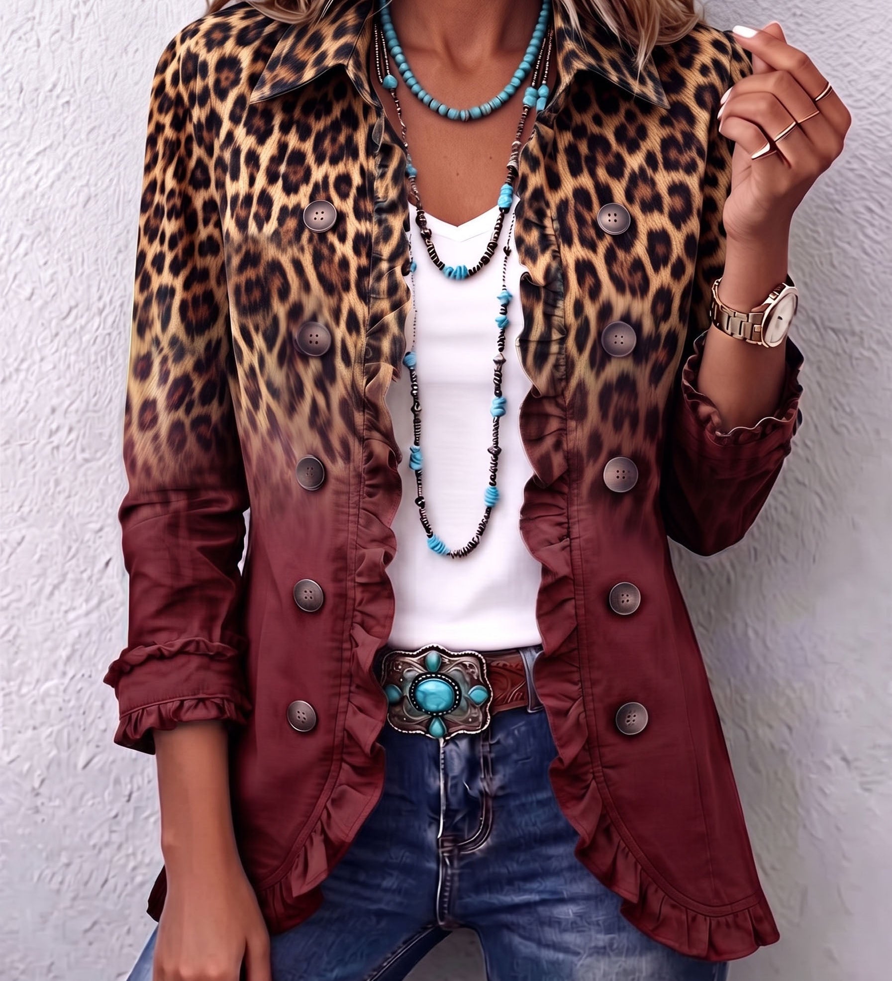 Dominique | Blazer cu volane Ombre Leu