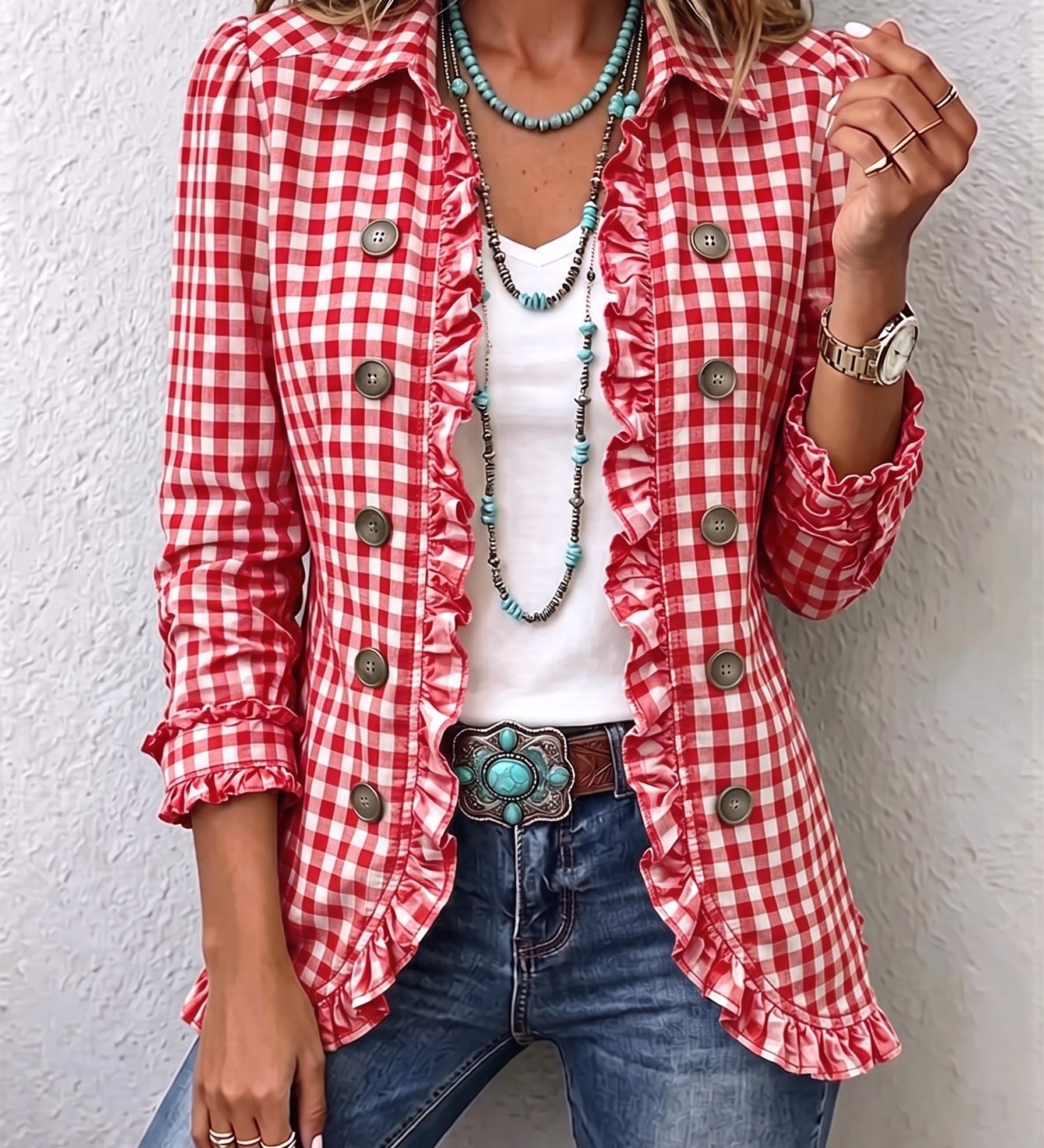 Claudia | Sacou cu pliuri Gingham