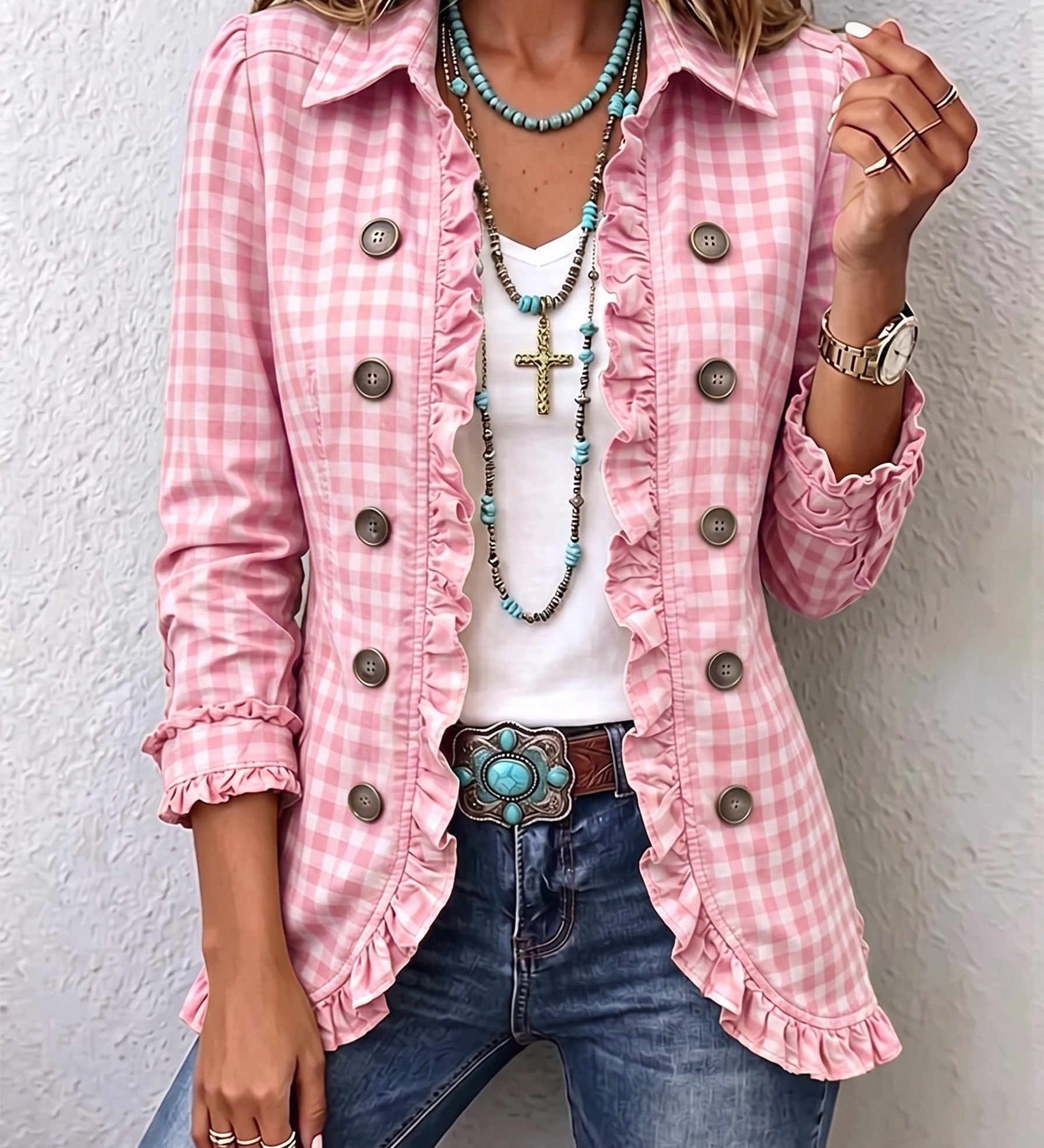 Claudia | Sacou cu pliuri Gingham