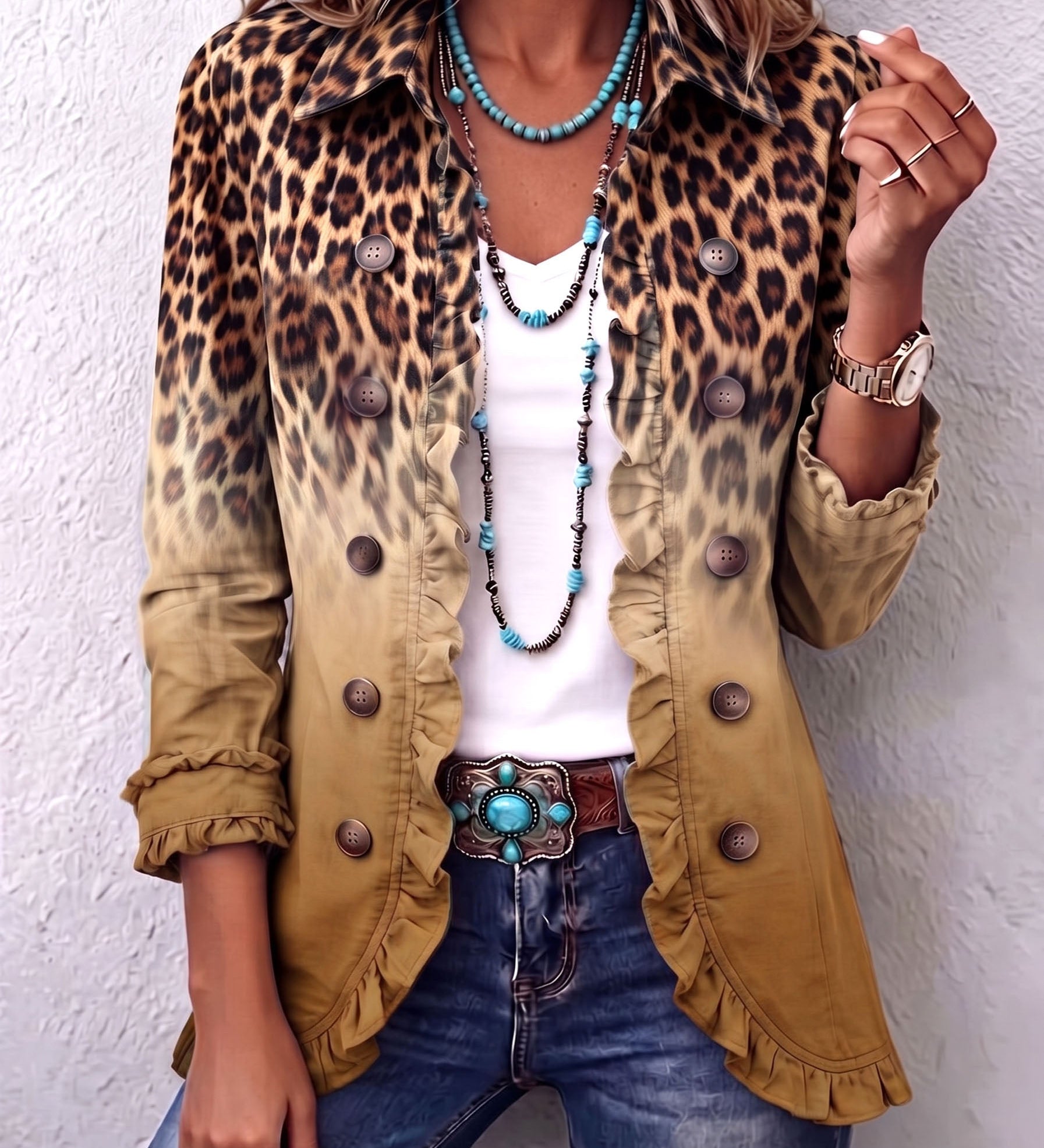 Dominique | Blazer cu volane Ombre Leu