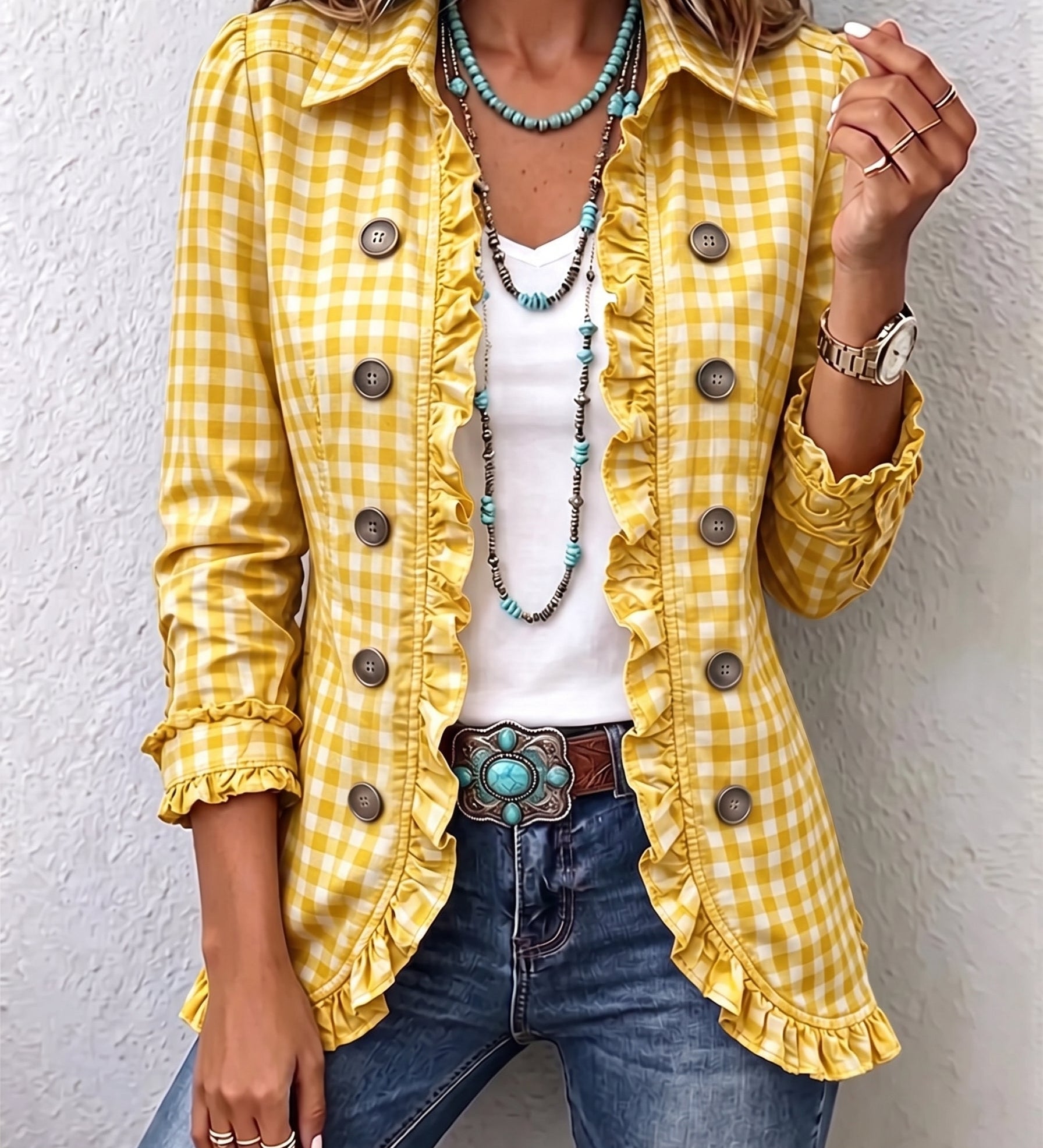 Claudia | Sacou cu pliuri Gingham