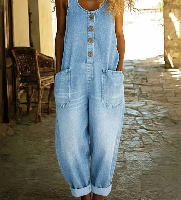 Ruth™ | Salopetă din denim de bumbac spălat