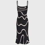 Noela | Rochie Midi Tricotată cu Fustă Sirenă Neagră