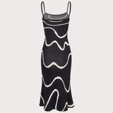Noela | Rochie Midi Tricotată cu Fustă Sirenă Neagră