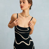 Noela | Rochie Midi Tricotată cu Fustă Sirenă Neagră