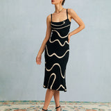 Noela | Rochie Midi Tricotată cu Fustă Sirenă Neagră