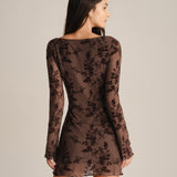 Florina | Rochie Mini din Plasă Florală